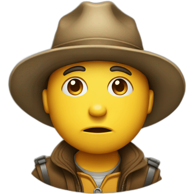 sad face with a explorer hat emoji