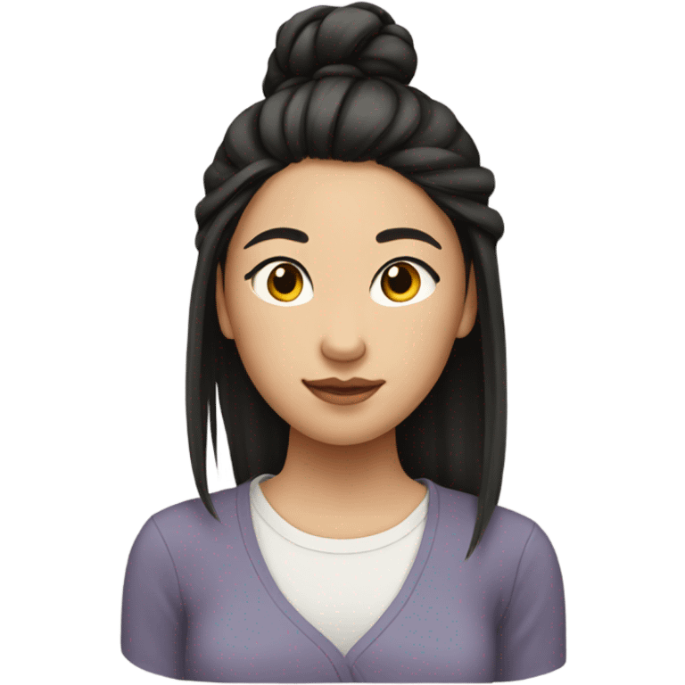 Teen Asian girl with low bun emoji