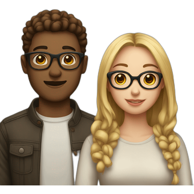 boyfriend and girlfriend with glasses on emoji