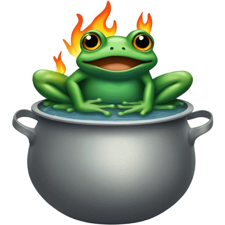 Frog in a pot full of water over a fire emoji