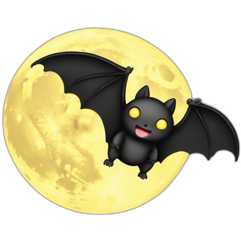 black baby bat wings in front of light yellow moon emoji