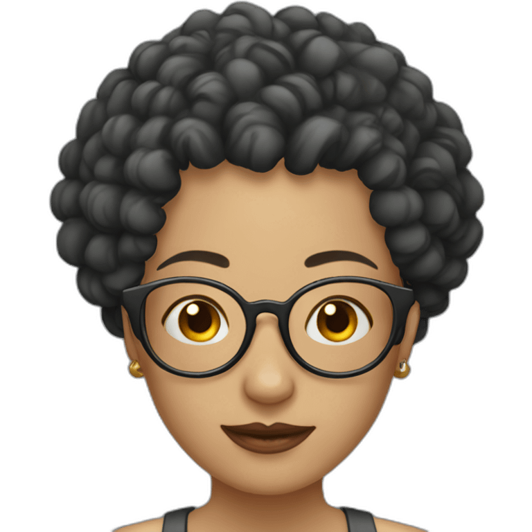 Bald man with tattoos. curly-haired lady wearing glasses emoji