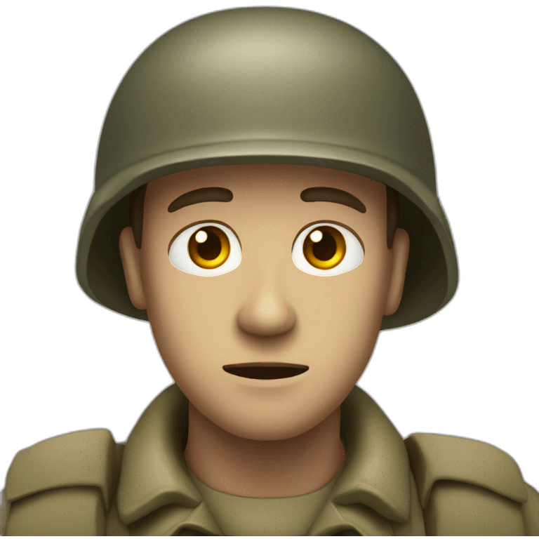 A world war two era soldier staring into the distance, clearly traumatized  emoji