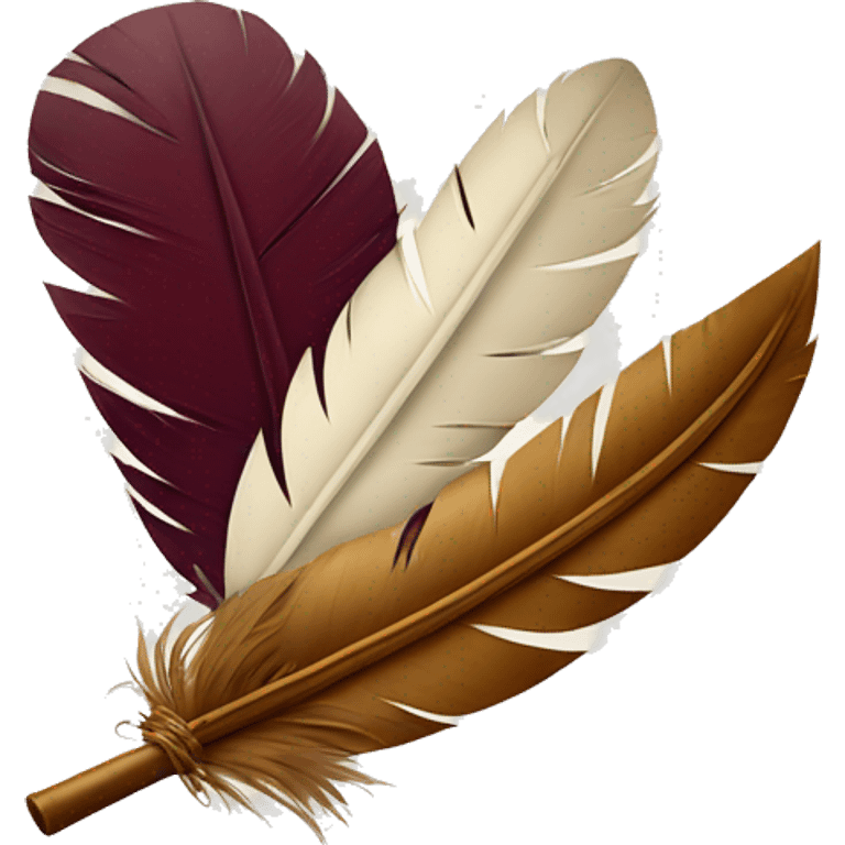 a feather quill and an open burgundy SCROLL emoji