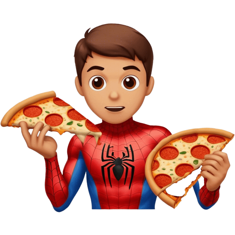 Spiderman eat pizza emoji