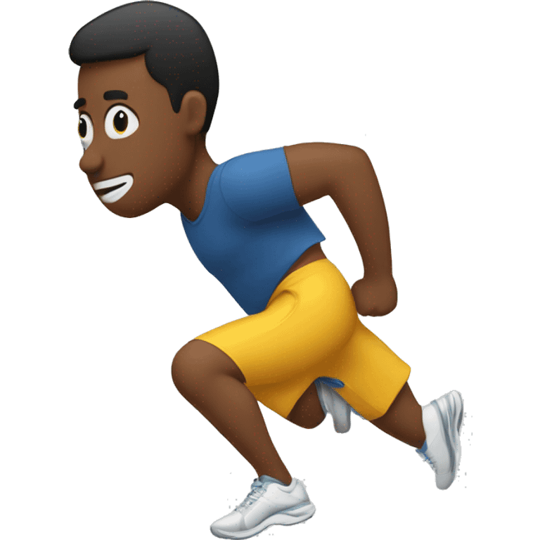 A person going for a jog. Their head is on upside down emoji