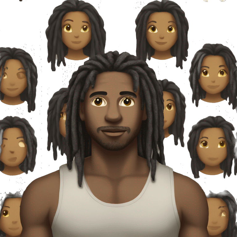 Light skinned black man with long dreads and tank top emoji