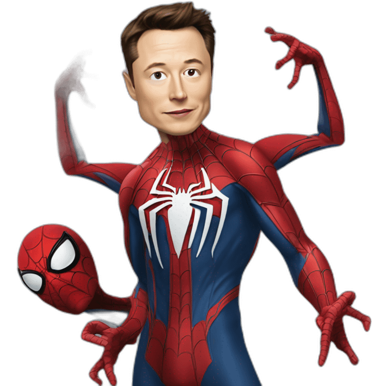 Elon Musk with his realistic face in a Spider-Man’s latest outfit emoji