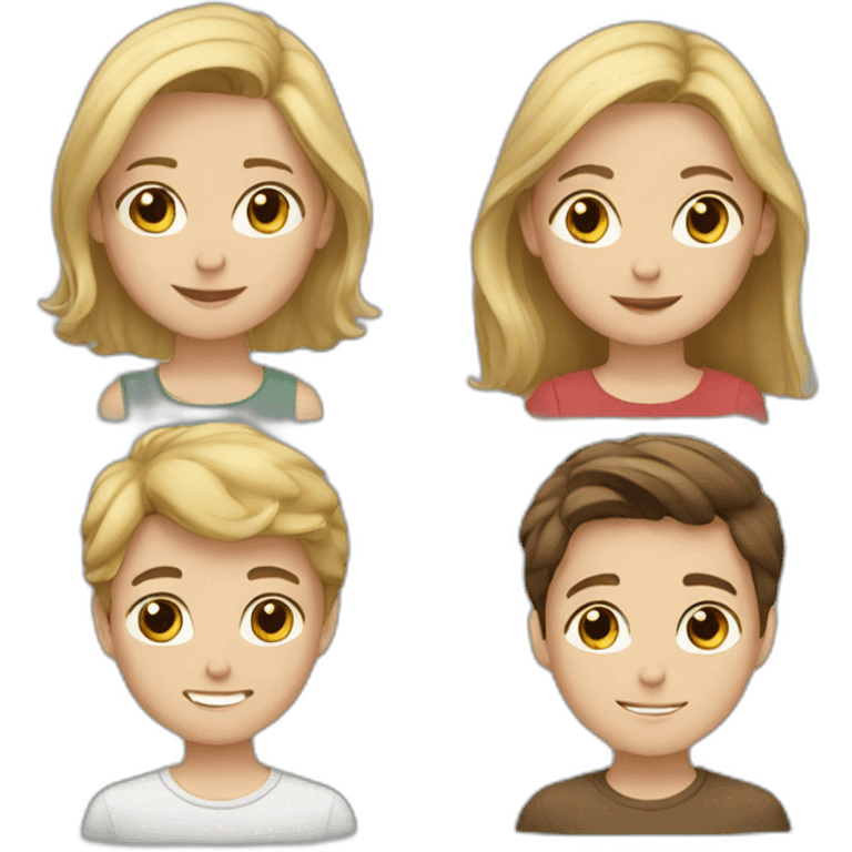 Blonde boy, brown haired boy, and brown haired girl emoji