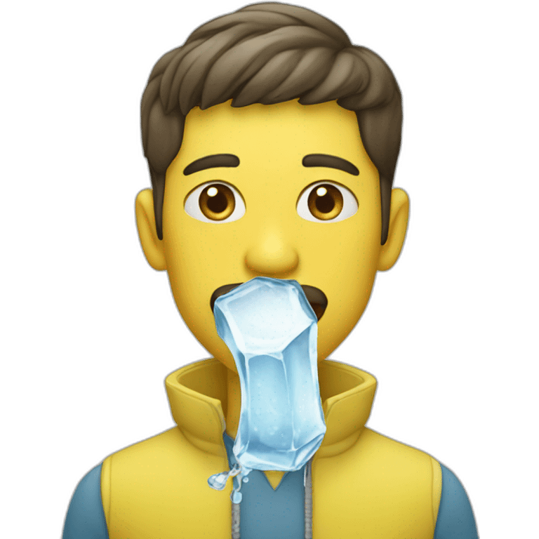 Man licking ice lemon emoji