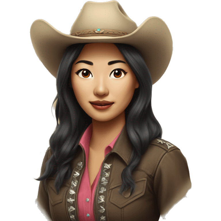 realistic portrait of a gorgeous Asian cowgirl emoji