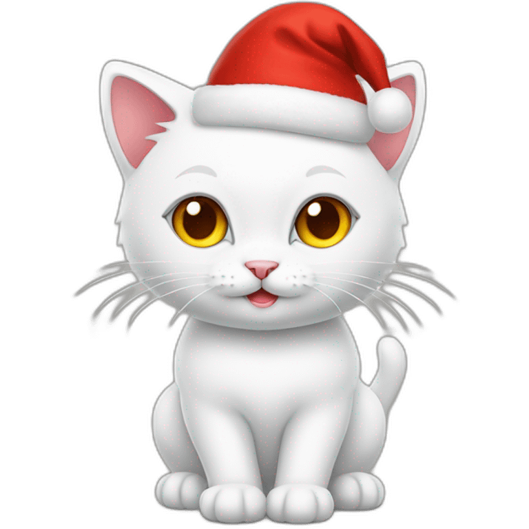 christmas white kitty in red hat full body emoji