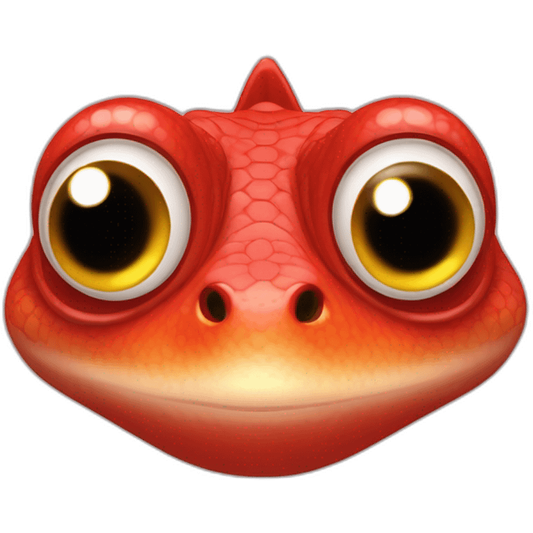 red toy hed lizard smooth round head big cartoon eyes emoji