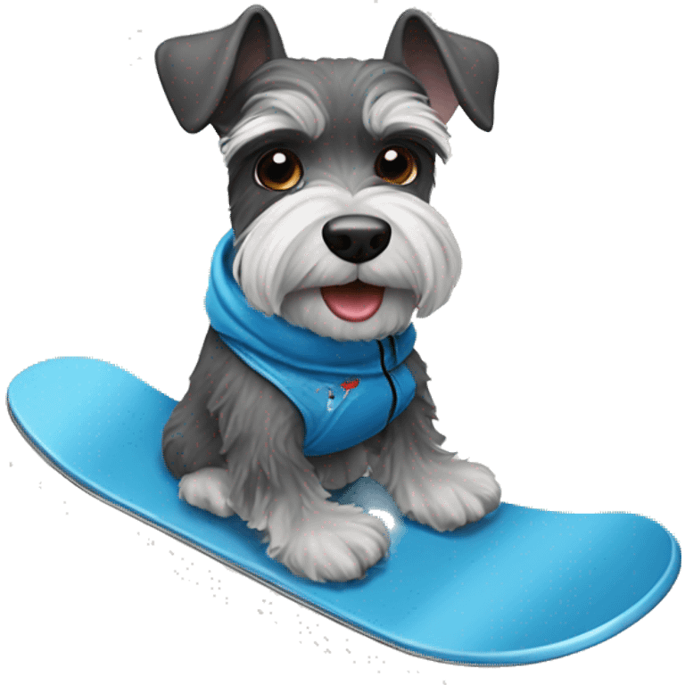 Miniature schnauzer snowboarding  emoji