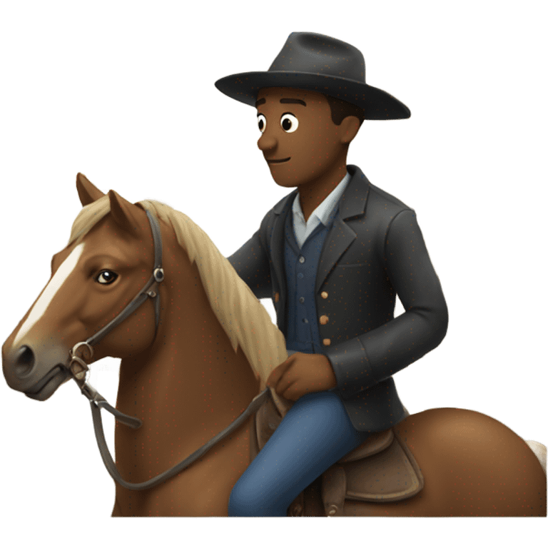 man with hat by window on a horse  emoji