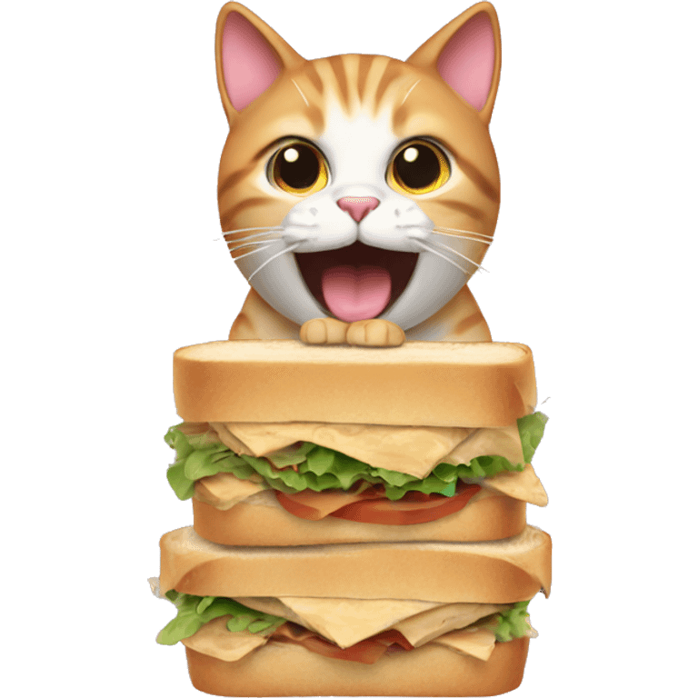 Cat is eating sandwich emoji