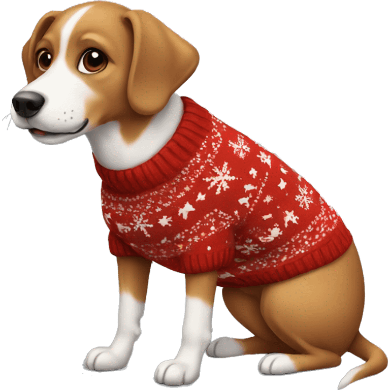 Dog with christmas sweater emoji