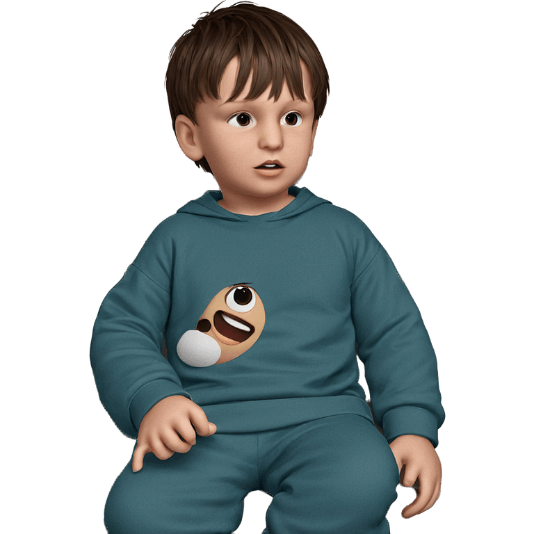 young boy in pajamas indoors emoji