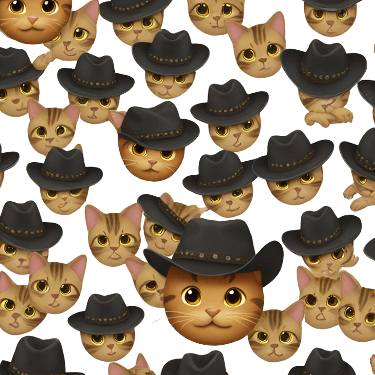 brown cat with black stripes has a cowboy hat on emoji