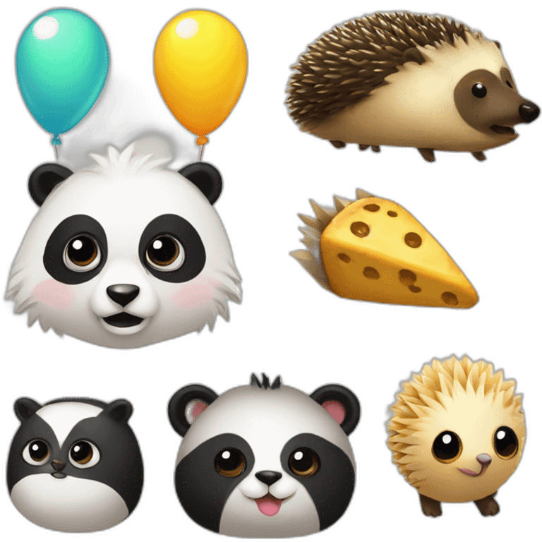 Party panda Owl hedgehog emoji