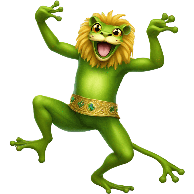 Frog dancing with lion  emoji