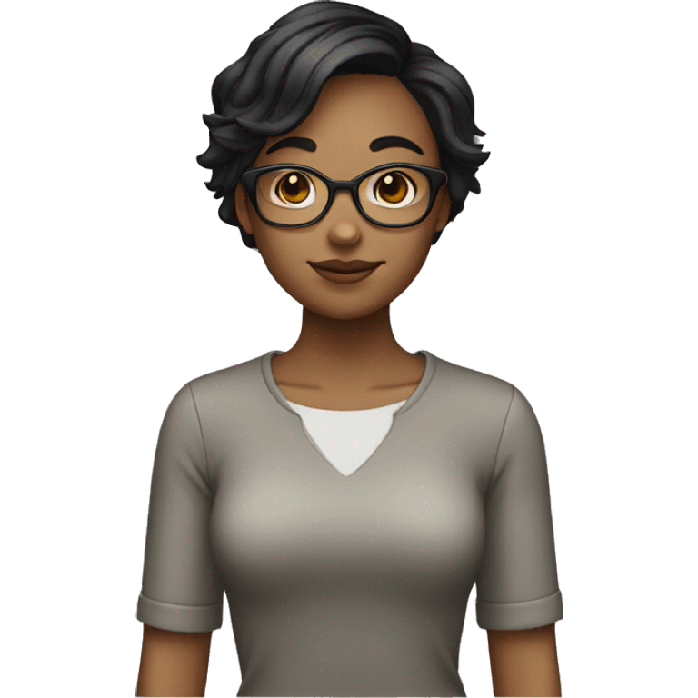 Girl with a glasses short hair emoji