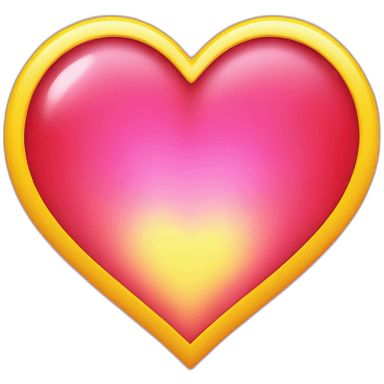 red heart emoji with pink blurred around it has a yellow aura. emoji