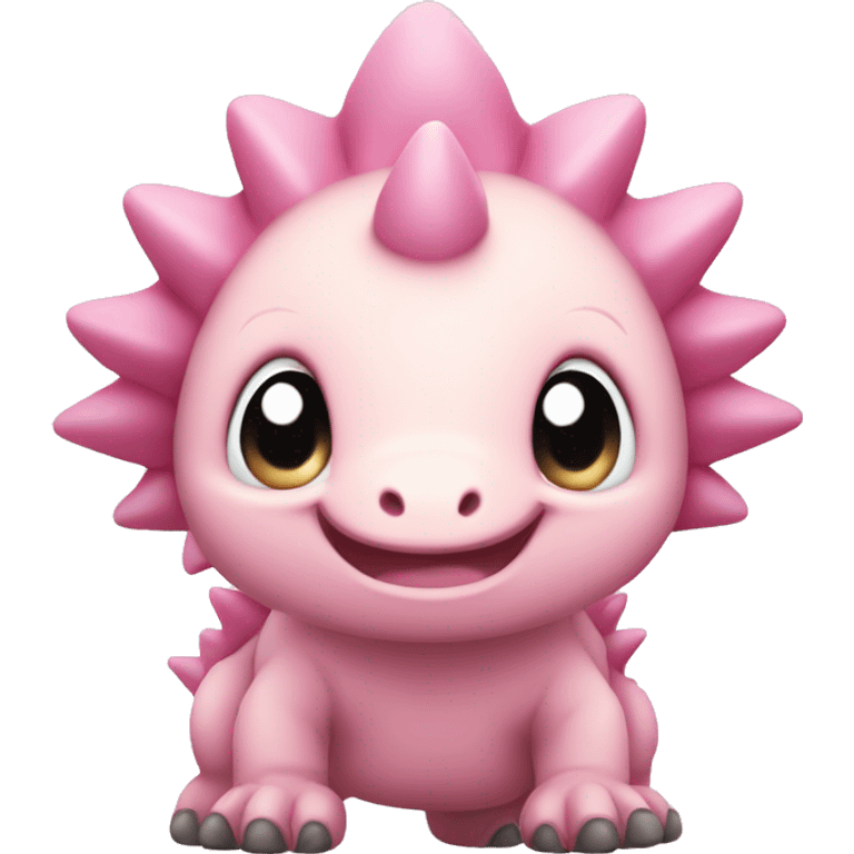 light pink stegosaurus baby with cute eyes emoji