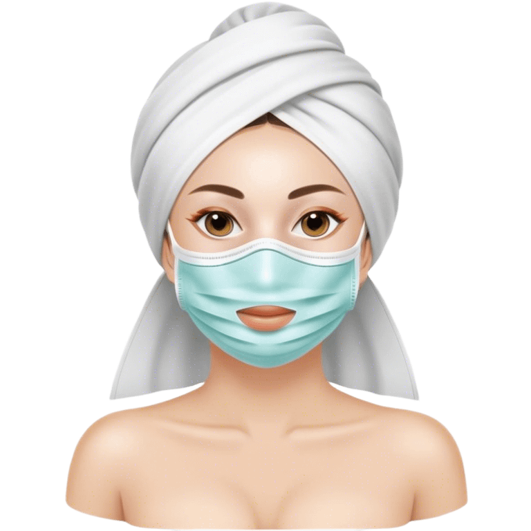 Lady with face mask spa beauty full face relaxing emoji