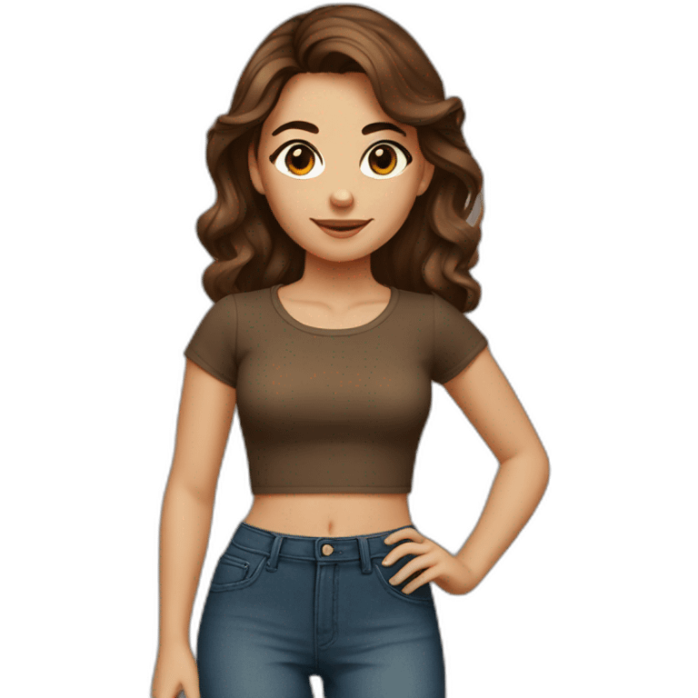 Brown hair brown eye crop top emoji