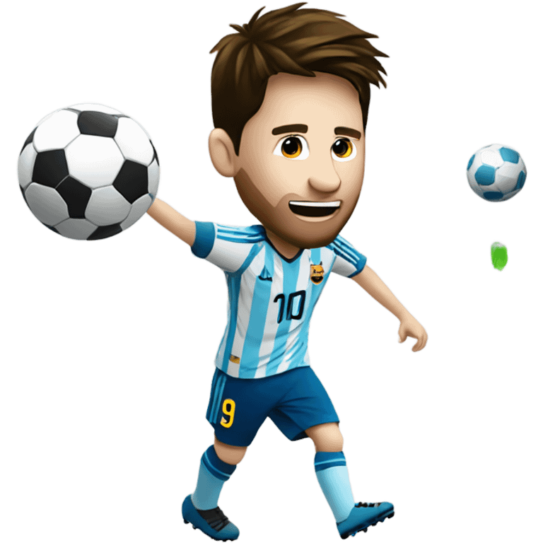 Messi kicking soccer ball into hospital emoji