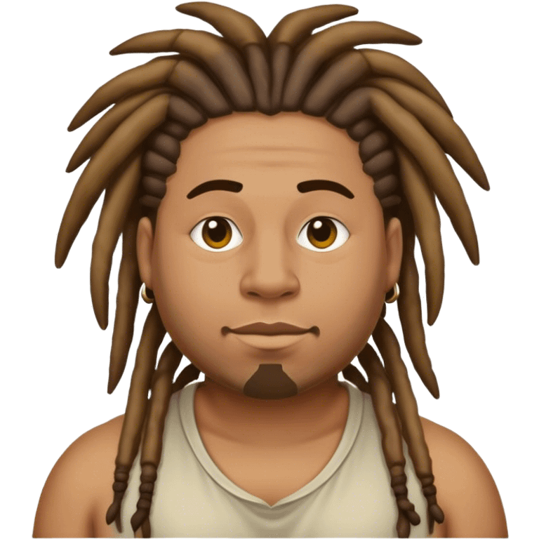 medium skin tone guy with dreads and fat emoji