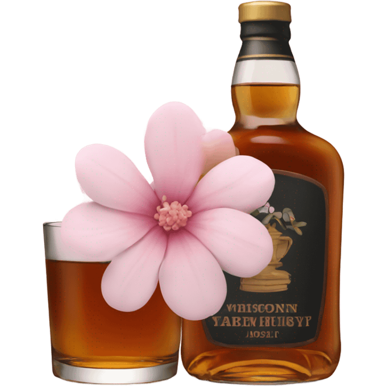 Whisky with pale pink flower emoji