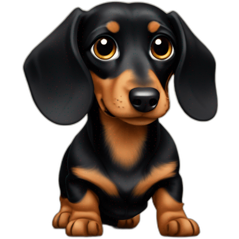 Long haired minature dachshund Black and tan zelda emoji