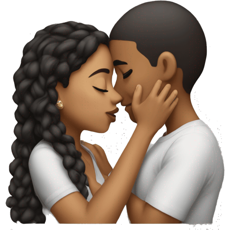 Lightskin boy kissing Latina girl emoji