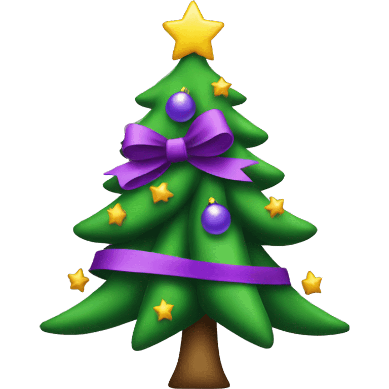 Christmas tree with a purple bow emoji