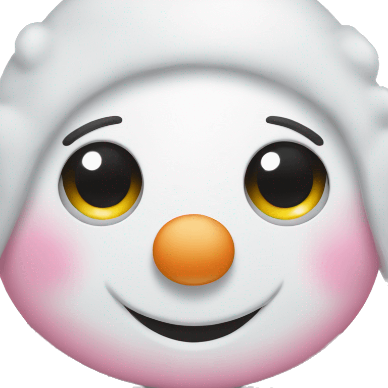 Cute white and pink snowman emoji