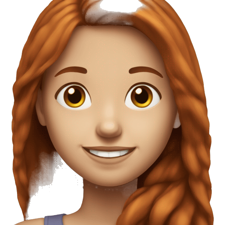 Realistic smiling girl with long auburn hair emoji