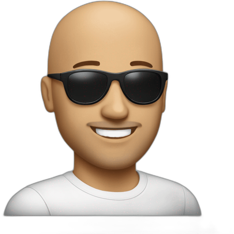 bald tunisian man in his 40 with black sunglasses and small beard and he smiling emoji