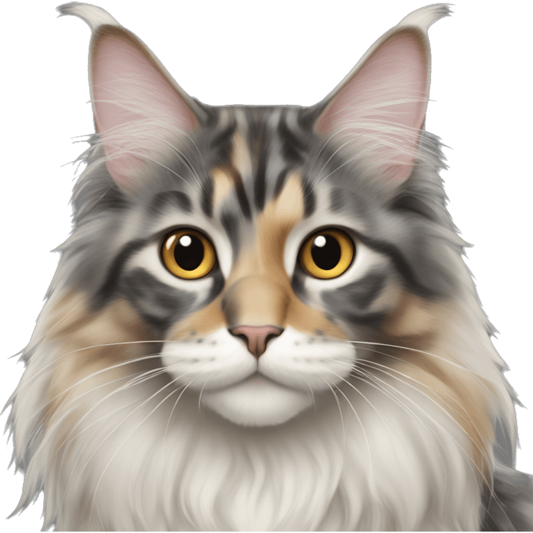 Maine coon dilute Calico half face colored  emoji