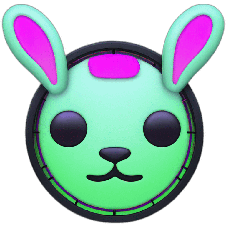 neon rabbit clock emoji