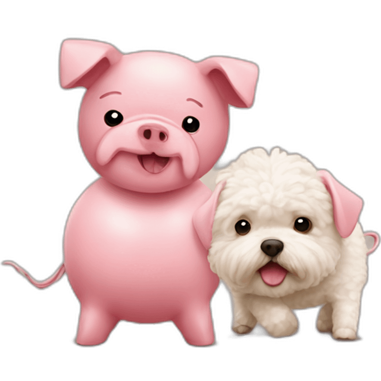 Maltipoo and boxing pig emoji