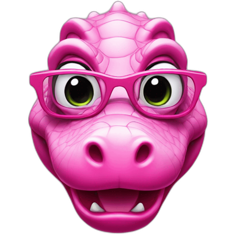 Pink aligator with glasses emoji