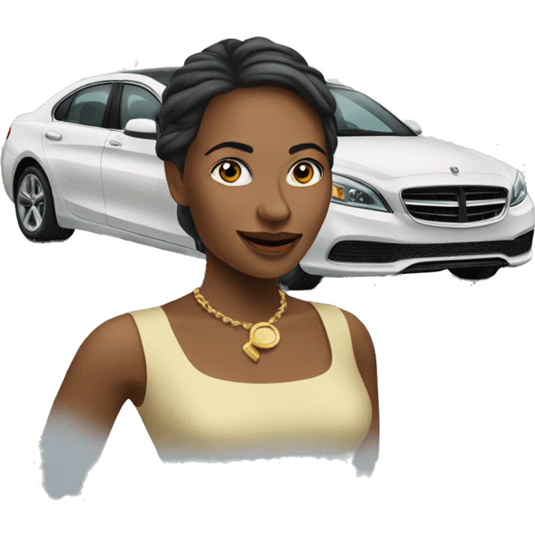 succesful woman with a luxary car emoji