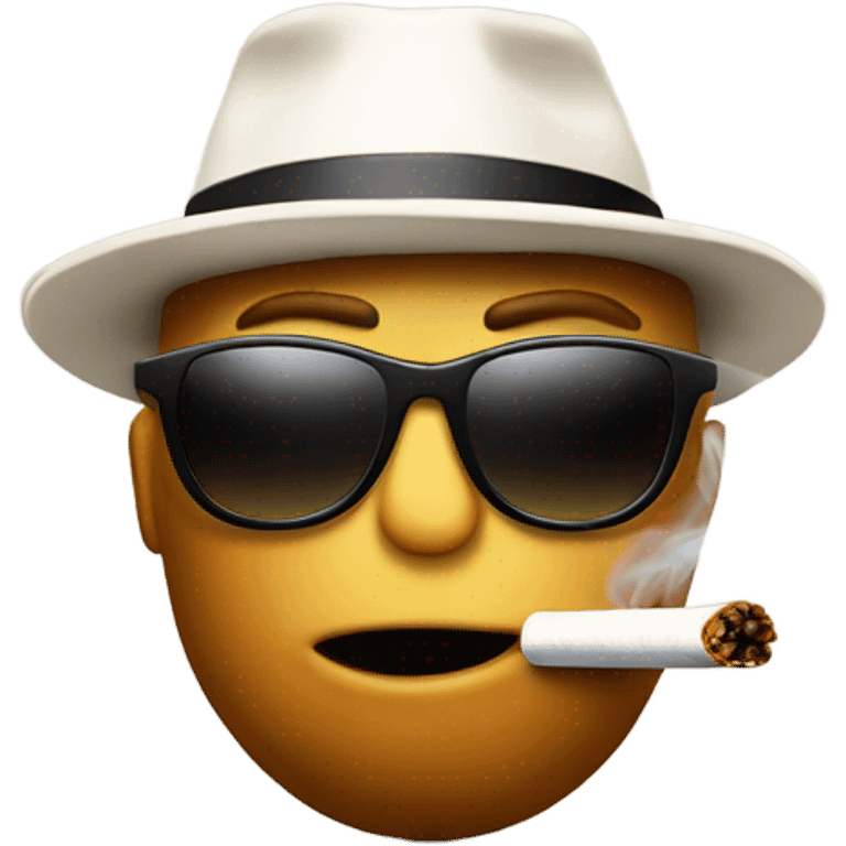 Nut emoji smoking cigarette with sunglasses on emoji