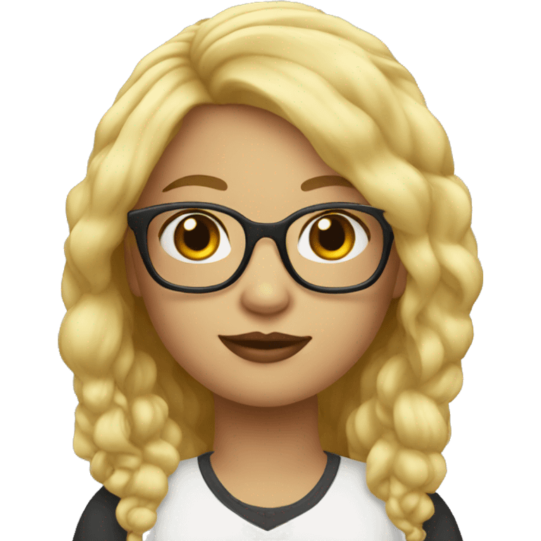 Big girl blonde hair glasses  emoji