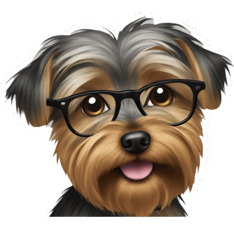 Yorkie wearing glasses emoji