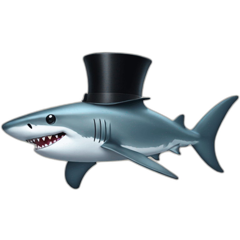 Shark with a top hat emoji