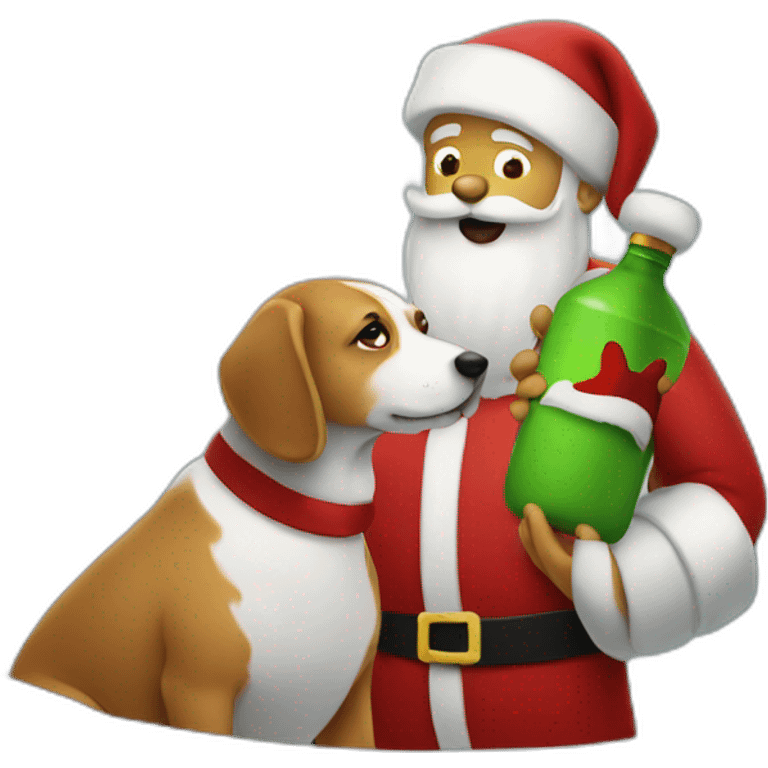 Santa drinking a dog emoji