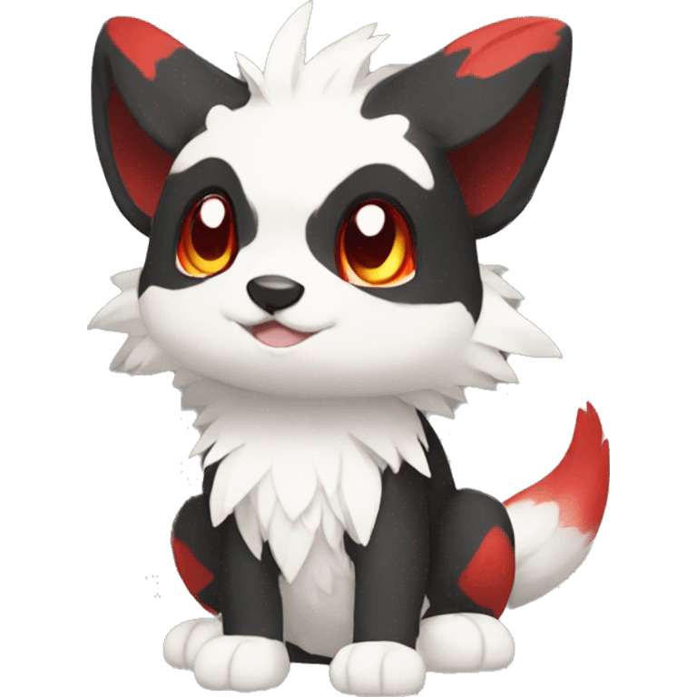 Cute cool black red white animal hybrid Fakemon full body emoji